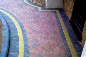 Ground works with block paving and slabbing